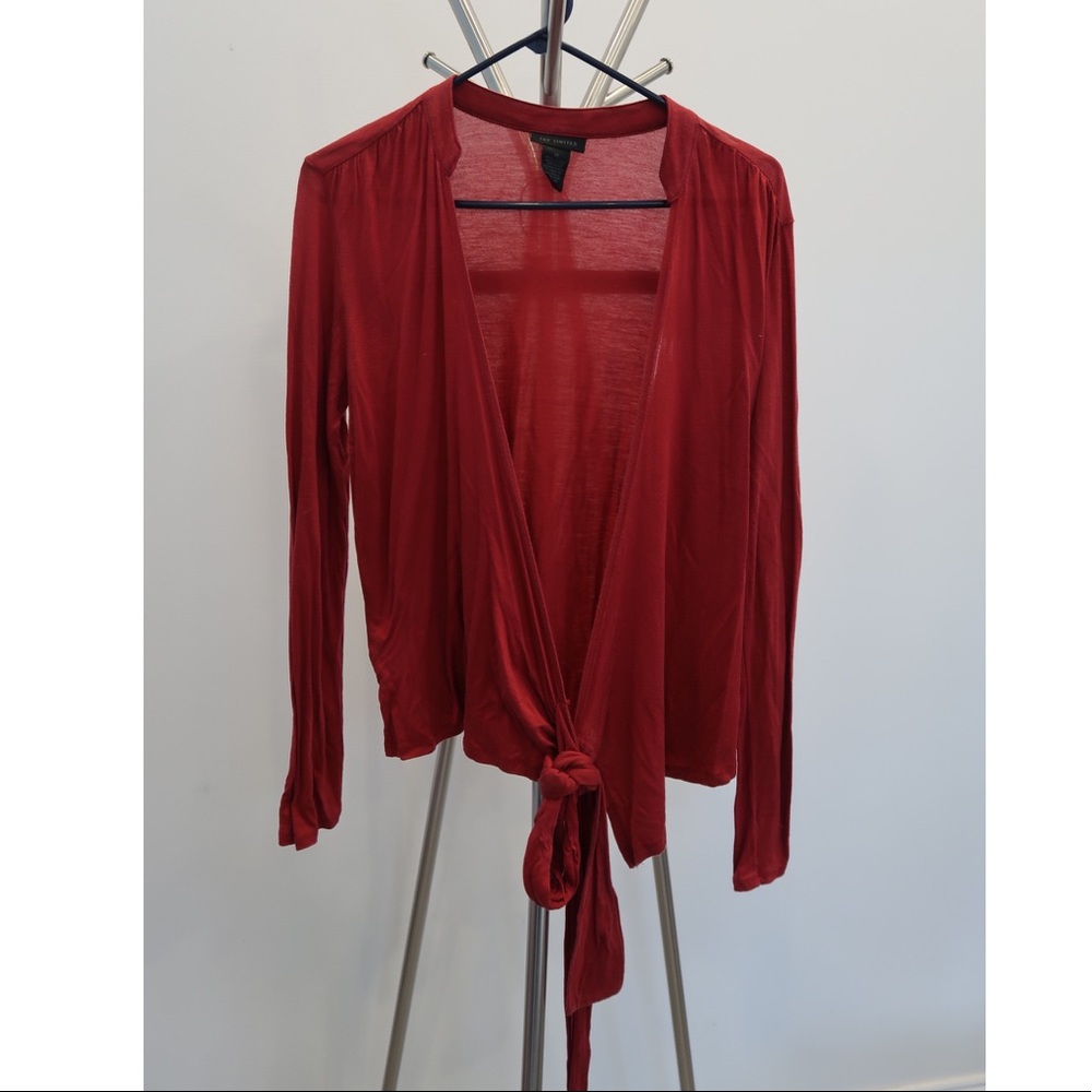 Red The Limited Tie Sweater Cardigan